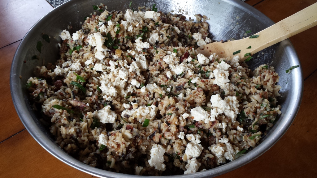 Quinoa-Rice Salad with Tempeh and "Feta" -- Edge Up As Us
