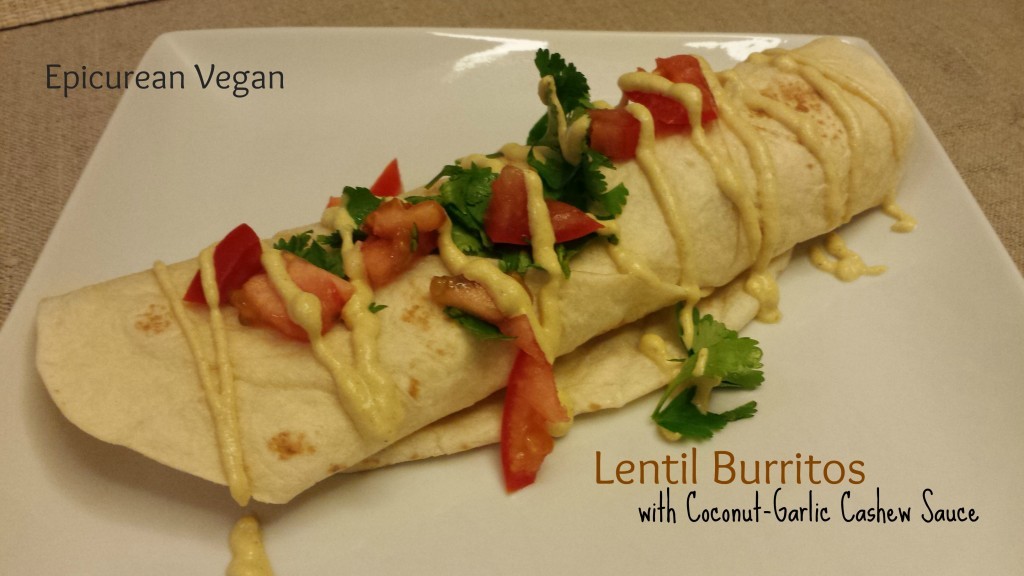 Lentil Burritos with Coconut-Garlic Cashew Sauce -- Edge Up As Us
