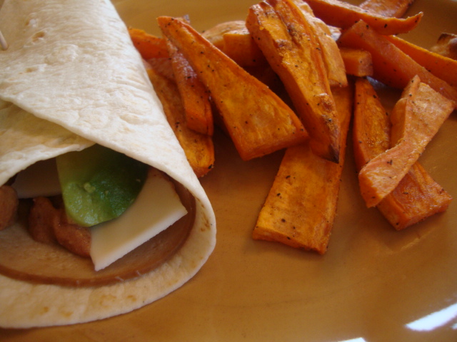 Avocado and Cranberry Mustard Turkey Wraps with Sweet Potato Fries -- Edge Up As Us
