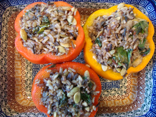 Wild Rice, Mushroom and Spinach Stuffed Peppers -- Edge Up As Us
