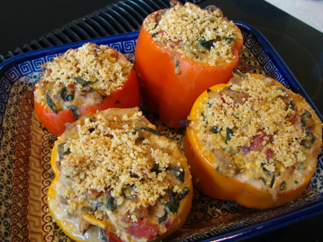Stuffed Bell Peppers with Field Roast, Ricotta and Spinach -- Edge Up As Us
