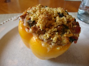 Stuffed Bell Peppers with Field Roast, Ricotta and Spinach -- Edge Up As Us
