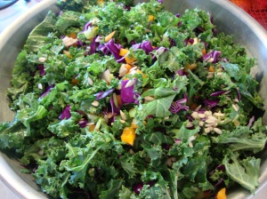 Kale and Cabbage Salad with Lemony-Almond Butter Dressing -- Edge Up As Us
