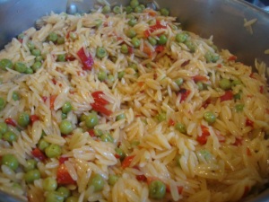 Orzo Pilaf with Roasted Red Peppers and Peas -- Edge Up As Us
